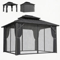 Outsunny 10' x 12' Hardtop Gazebo Canopy with Double Galvanized Steel Roof