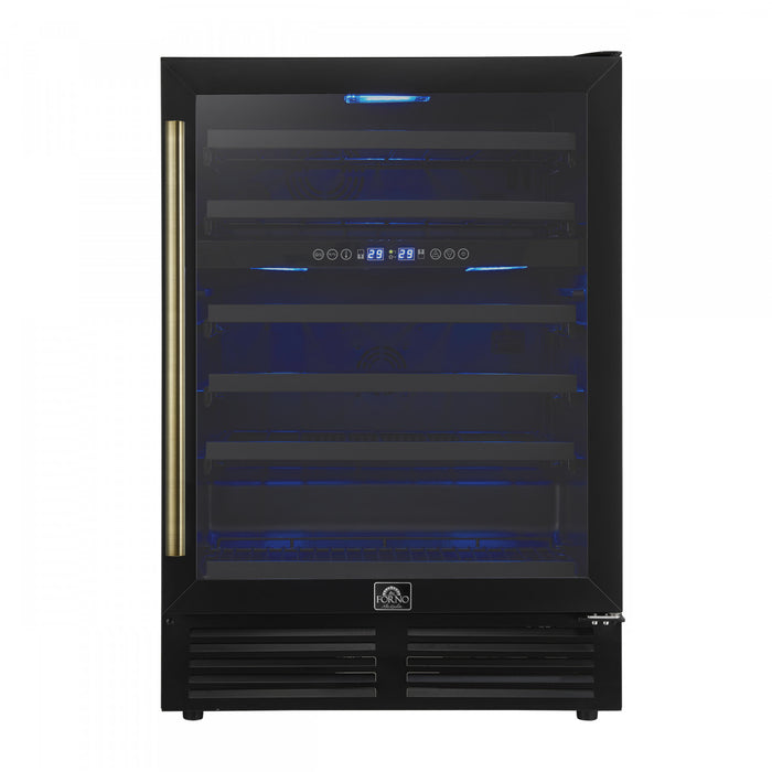 Forno Bacchino 24\" Wine Cooler, Black,51 Bottle Capacity, Built-In or Freestanding-FWCDR6634-24BLK