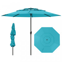 Costway 10 ft 3-tier Vented Patio Umbrella Large Market Table Umbrella Outdoor Sun Shade Turquoise