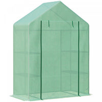 Outsunny Walk In Greenhouse For Outdoor, Portable Gardening Plant Grow House With 2 Tier Shelf, Roll