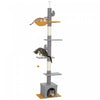 Pawhut Floor To Ceiling Cat Tree, Cat Tower With 90.5\"-108\" Adjustable Height, 5 Tier Activity Centre With Scratching Posts, Hammock, Condo, Toy Ball For Indoor Cats, Light Grey