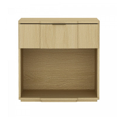 Clive Mid-Century Modern 22" Nightstand in Natural Oak (1-Drawer) | Table de nuit Clive style milieu du siecle moderne 56 cm en chene naturel (1 tiroir)