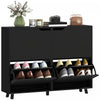 HOMCOM Shoe Cabinet, Shoe Storage Cabinet with 4 Flip Drawers, Black