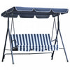 Outsunny 3-seat Patio Swing Chair, Outdoor Porch Swing Glider With Adjustable Canopy, Removable Cushion, And Weather Resistant Steel Frame, For Garden, Poolside, Blue & White