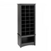 Twenty-Four Pair Shoe Storage Rack with Bottom Shelf - Black