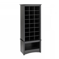 Twenty-Four Pair Shoe Storage Rack with Bottom Shelf - Black