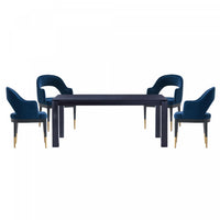 Carrington and Rockaway Modern Industry Chic 5-Piece Dining Set in Midnight Blue and Black 