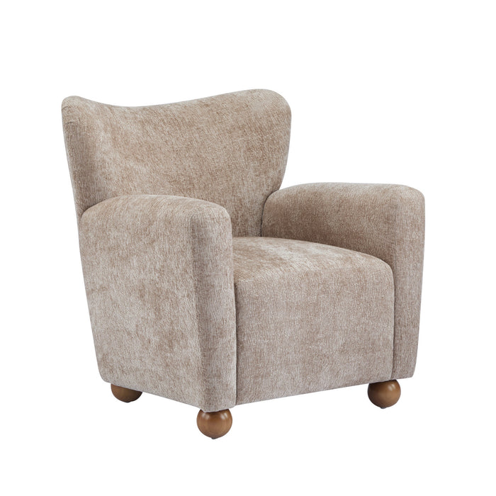 Wingate Cozy Wingback Armchair with Premium Fabric and Solid Wood Legs, Beige Brown