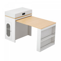 Logan Extendable Dining Table with Folding Top and Storage Drawers,White 
