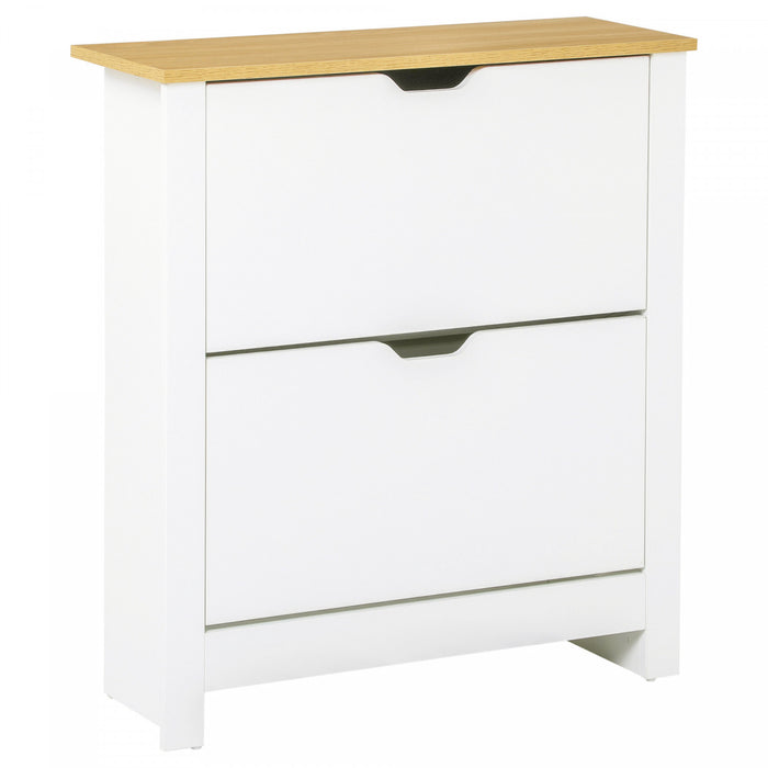 HOMCOM Narrow Shoe Cabinet for Entryway w/ 2 Flip Drawers Adjustable Shelf