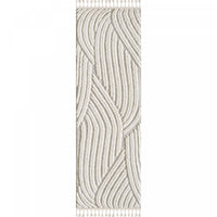 Quinto Brushed Beige Waves Shag Area Rug - 2'7