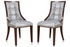 Manhattan Comfort Set of 2 Fifth Avenue Faux Leather Dining Chairs - Silver & Walnut