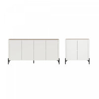 Abbey Modern 2-Piece Buffet and Accent Cabinet in Maple and Off White