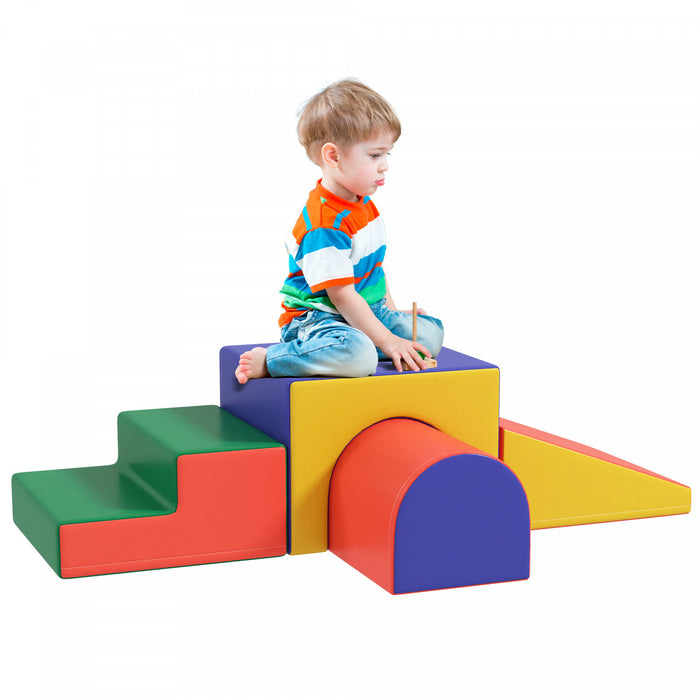 Qaba Foam Climbing Blocks For Toddlers, Kids Modular Play Set For Baby Children, Soft Play Equipment For Crawling Sliding, Easy-to-clean Safe Diy Creative, Classic Colour