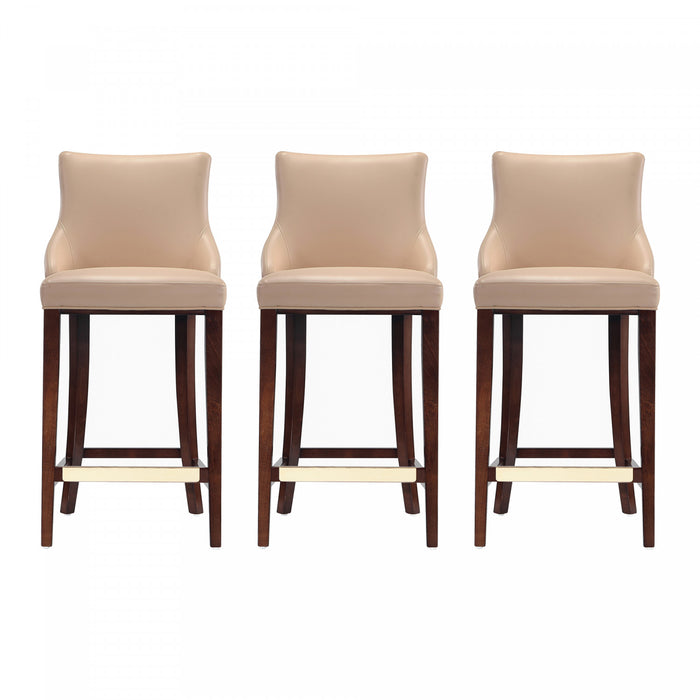 Shubert Modern Wood Upholstered Barstool in Tan - Set of 3