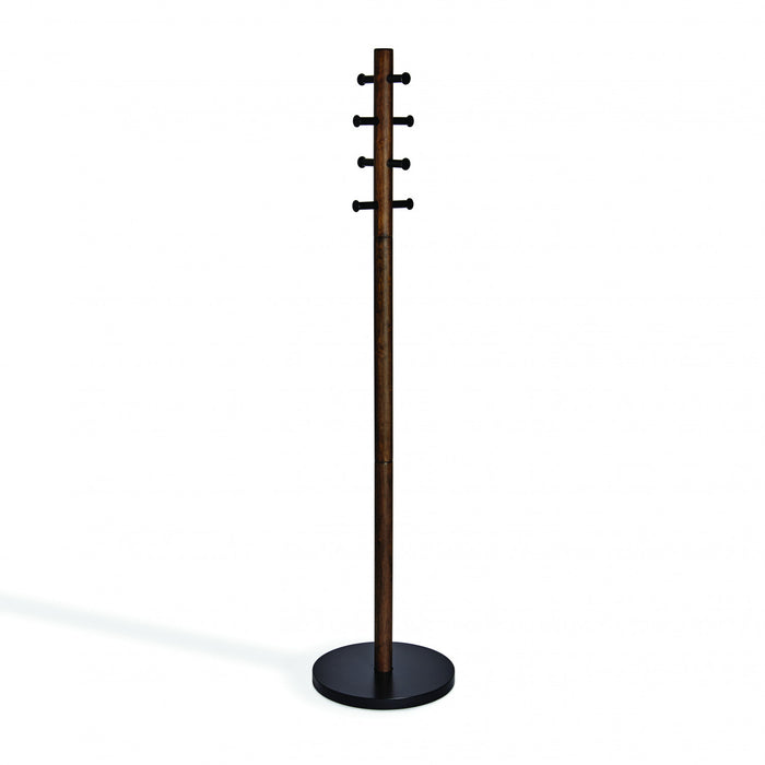 Umbra Modern Wood Pillar Coat Rack - Black and Walnut