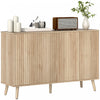 HOMCOM Sideboard Modern Fluted Buffet Cabinet with Adjustable Shelves Oak