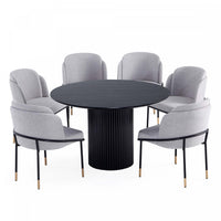Flor and Hathaway Modern Industry Chic 7-Piece Dining Set in Gray and Black 