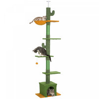 Pawhut Floor To Ceiling Cat Tree, Cat Tower With 90.5