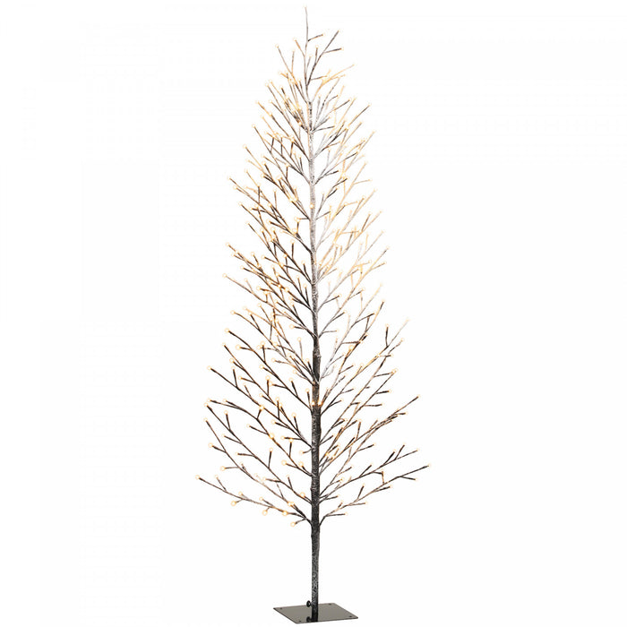 HOMCOM 6FT Lighted Snow-Flocked Twig Tree with Fairy Lights 328 LED
