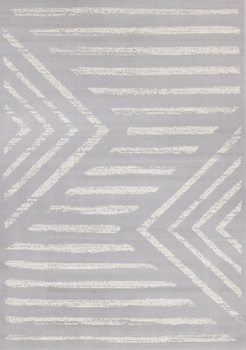 Forte Grey White Modern Striped Area Rug - 5'3\" x 7'5\"