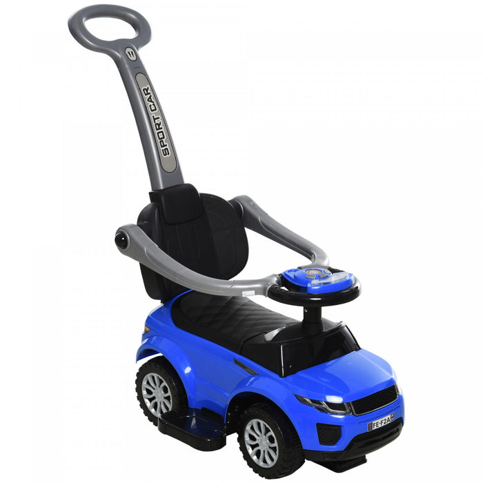 Aosom 3 In 1 Kid Ride On Push Car Stroller Sliding Walking Car With Horn Music Light Function Secure Bar Ride On Toy For Boy Girl Toddlers 1-3 Years Old Blue