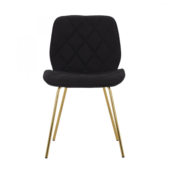 Brynlee Black Tufted Accent Chair with Gold Legs (Set of 2)