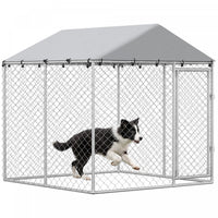 PawHut Outdoor Dog Kennel Dog Run with Waterproof, UV Resistant Cover for Small and Medium Sized Dogs, 6.6' x 6.6' x 6.6', Silver