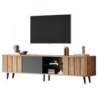 Nathan TV Stand Media Console with 3 Doors and Open Shelving,Natural 