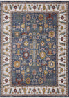 Olivia Blue Modern Tribal Inspired Border Rug, 5'3\" x 7'10\" Indoor Area Rug