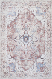 Aqua Rustic Washable Non-slip Low Pile Area Rug 8'x10' 
