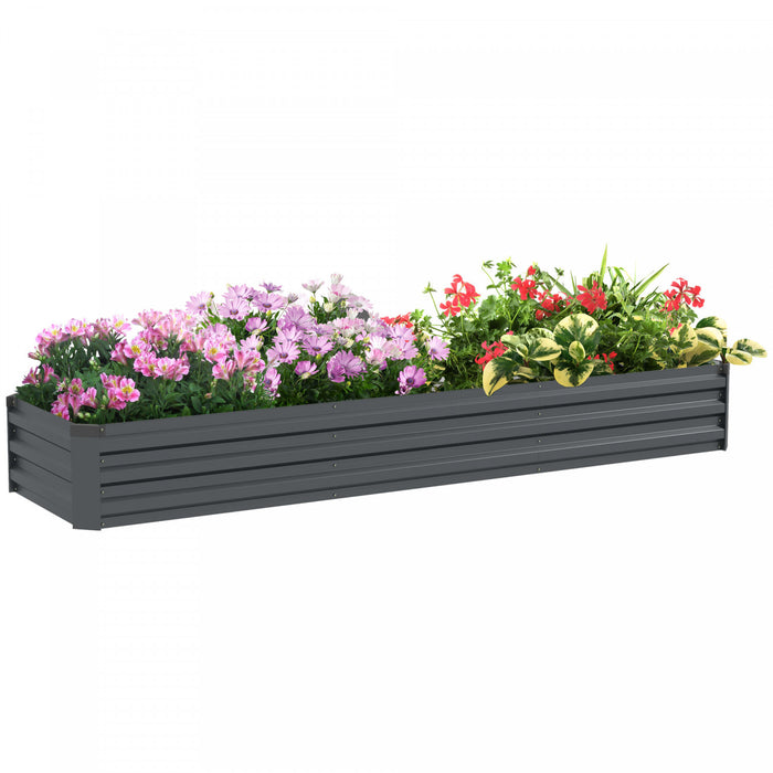 Outsunny 8x2x1ft Raised Garden Bed Large Galvanized Elevated Planter Box