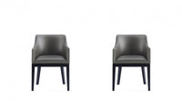 Gansevoort Modern Wood Vegan Leather Armchair in Graphite - Set of 2 