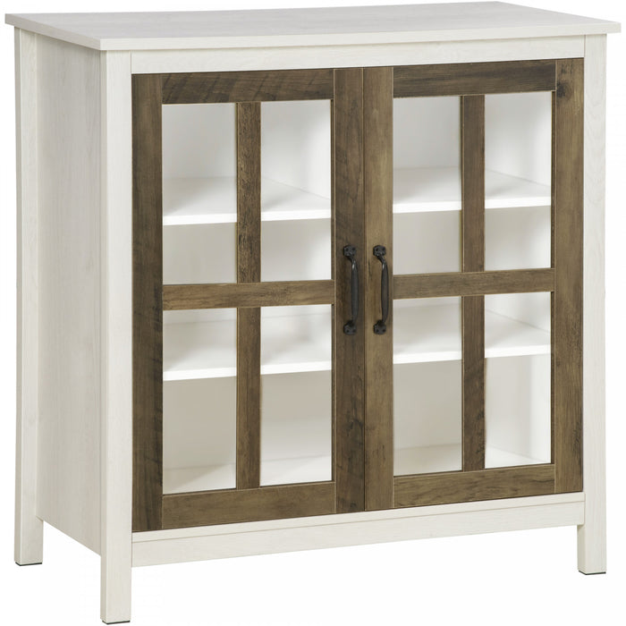 HOMCOM Kitchen Sideboard with Glass Doors Buffet Cabinet Accent Cabinet