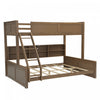 Liam Solid Wood Twin XL Over Queen Bunk Bed with Storage & USB Ports, Brown | Lit superpose Liam en bois massif Twin XL sur Queen avec rangement et ports USB, brun