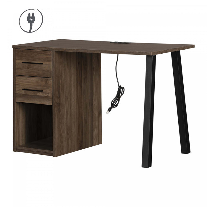 Zolten Computer Office Desk with Power Bar - Natural Walnut