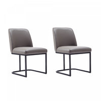 Serena Modern Metal Vegan Leather Dining Chair in Taupe - Set of 2 