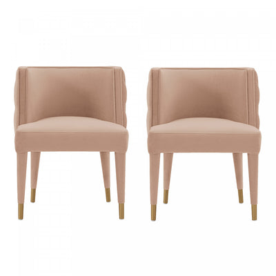 Maya Modern Velvet Dining Chair in Nude - Set of 2 | Chaise de salle a manger Maya en velours moderne, coloris nude - Lot de 2