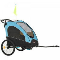 Aosom Child Bike Trailer 3 In1 Foldable Jogger 2-seater Pushcar Transport Buggy Carrier With Shock A