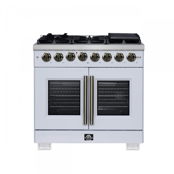 Forno Capriasca 36\" French Door Dual Fuel Range, White, 5.36 cu. ft. - FFSGS6387-36WHT