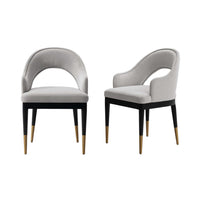 Carrington Modern Glam Upholstered Velvet Armchair in Light Gray - Set of 2 