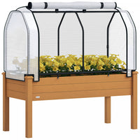 Outsunny Raised Garden Bed with PE Greenhouse Cover, Sand