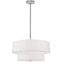Dainolite Everly 4 Light 2 Tier Pendant Satin Chrome Finish White Shade Lamp