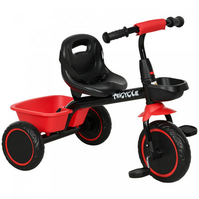 Qaba Tricycle For Toddler 2-5 Year Old Girls And Boys, Toddler Bike With Adjustable Seat, Storage Ba|Qaba Tricycle Pour Tout-petits, Filles Et Garcons De 2 A 5 Ans, Velo Pour Enfant Avec Siege Reglable