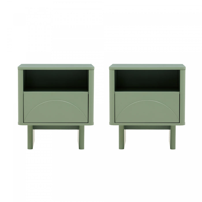Ella Modern 20\" Nightstand in Sage Green (1-Drawer) - Set of 2