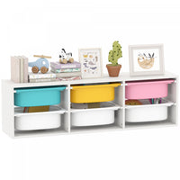 Qaba Kids Toy Storage Organizer with 6 Removable Plastic Bins, 2 Tiers Toy Box Sorting Books and Play Items, Montessori Shelf for Boys, Girls, Bedroom, Nursery, Playroom
