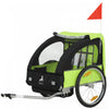 Aosom 2 Seat Bike Trailer for Kids Double Baby Toddler 80lbs Load w/ Steel Frame, 5-Point Safety Belts, Universal Bicycle Connect, Reflectors, Red Flag, Waterproof Cover, Green