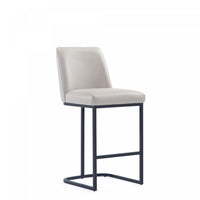 Serena Modern Metal Upholstered Counter Stool in Light Gray Bar Stool 