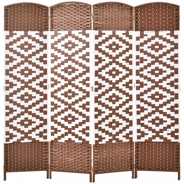 Homcom 4-panel Woven Wicker Room Divider 6ft