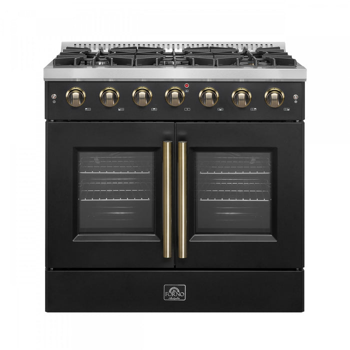 Forno Galiano 36\" Black Gas Range, 4.32 cu.ft- FFSGS6444-30BLK